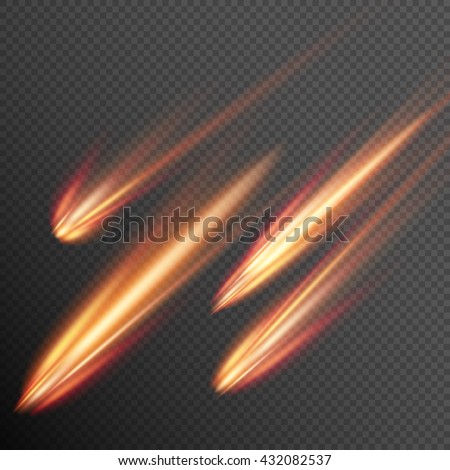 Different meteors, comets and fireballs. EPS 10 vector file included