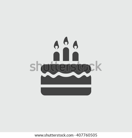 Birthday cake icon vector illustration. Happy birthday. Cake for birthday celebration with three candles.