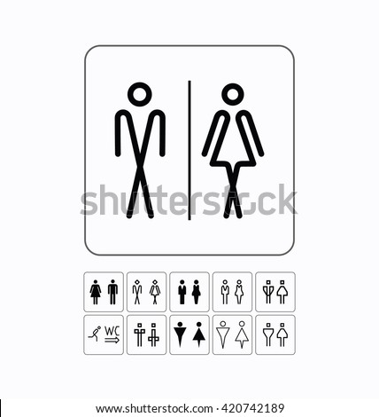 WC / Toilet icons set. Men and women signs for restroom. WC symbol.