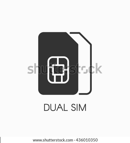 Dual SIM icon vector. Double sim card sign. Smartphone specification: dual sim card function symbol.