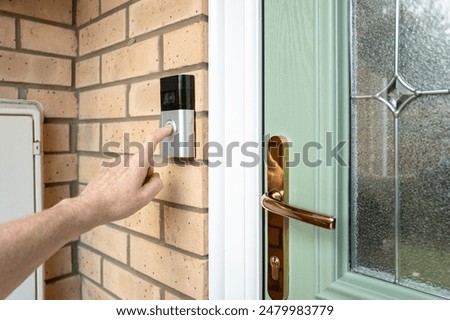 Similar – Image, Stock Photo House wall with bell, intercom and climbing plant