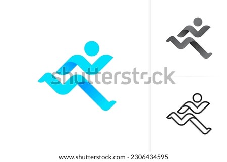 Running Man Logo Design. Run Vector. Sport. Modern Minimalist Logo Design