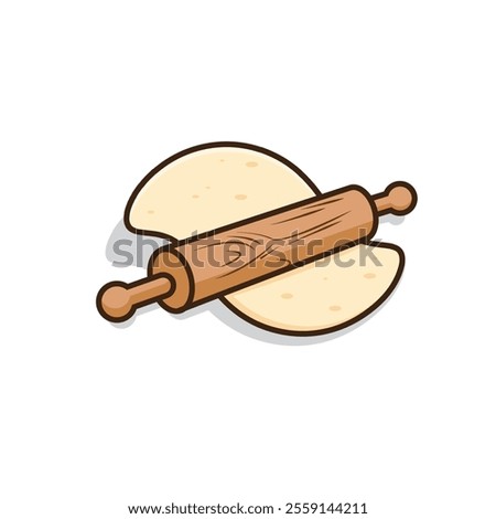 Wooden dough roller vector illustration 