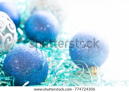 white christmas ornaments on light blue background with colorful bokeh lights merry christmas card - Light Blue Christmas Ornaments white christmas ornaments on light blue background with colorful bokeh lights merry christmas card - Light Blue Christmas Ornaments