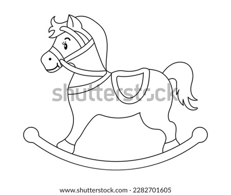 Rocking horse, children's toy. Outline drawing for children's coloring book, sketch. Illustration, vector