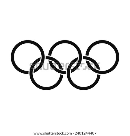 Black silhouette of the Olympic rings. Black sport competition symbol on white background, vector