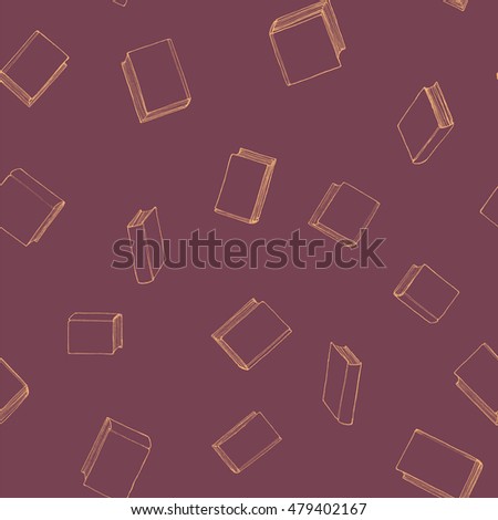 Hand drawn seamless pattern with books