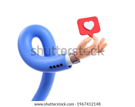3d render, funny cartoon character flexible hand shows pin, clip art isolated on white background. Best choice metaphor, recommendation concept