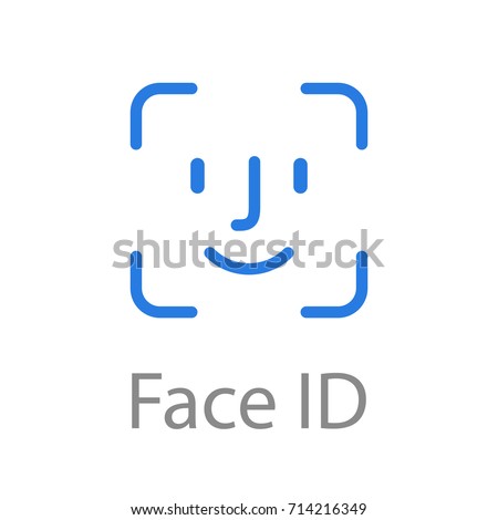 Face id Icon Blue color. Vector illustration