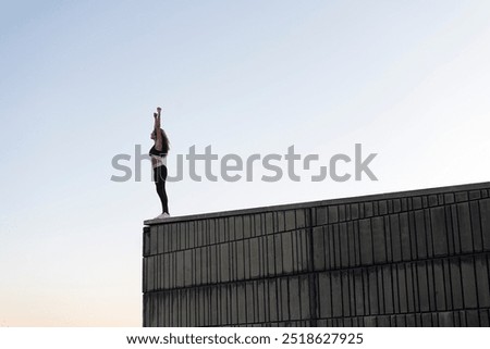 Similar – Image, Stock Photo Unrecognizable female athlete with mobile phone