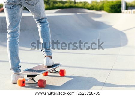 Similar – Image, Stock Photo Crop skater standing on street