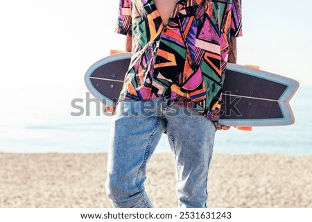 Similar – Image, Stock Photo Crop skater standing on street