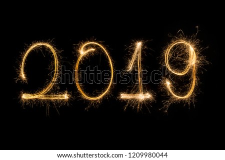  Happy new year 2019 written with Sparkle firework Images 