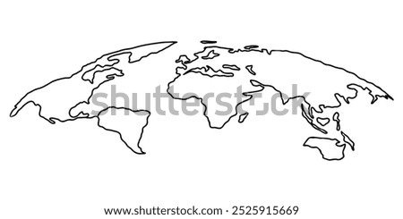 Globe map Outline illustration, transparent background