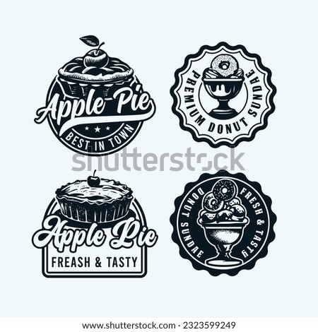 Vintage retro emblem seal badge apple pie logo bakery vector template.