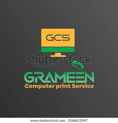 Computer print Logo. Computer Service Logo Vector