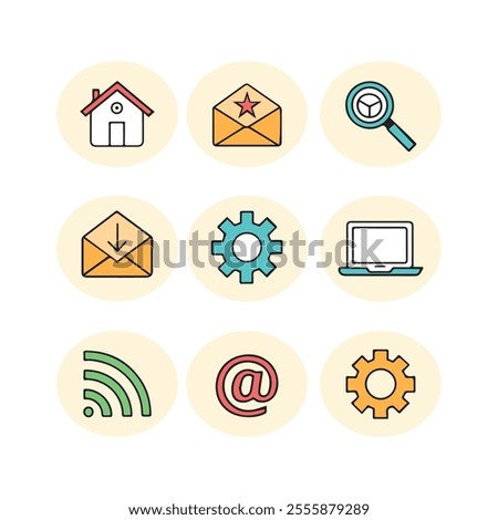 Set of flat design icons for web and mobile applications. Vector illustration.