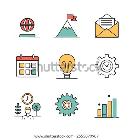 Set of business and finance icons. Flat design. Vector illustration.