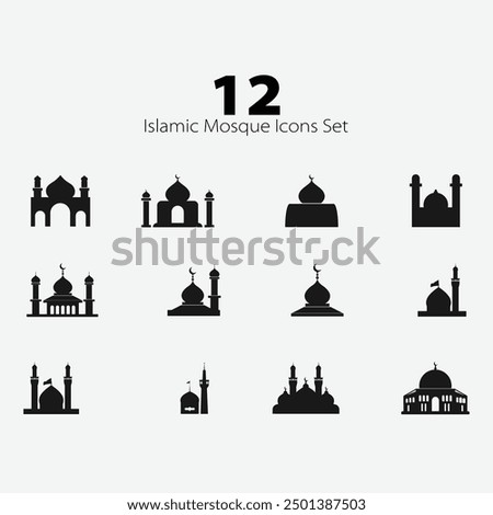 Set Of Islamic Mosque Icons, Islamic Icon Set, Mosque, Shrine, Islam  Muslim Icon, Quran Icon Sheet