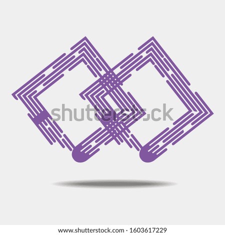 Logo of two squares, a purple logo. Logos for firm, organization, project.