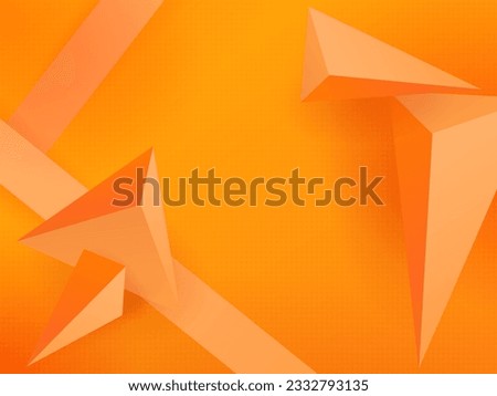 Textured orange background, mosaic and triangles with 3-d effect.