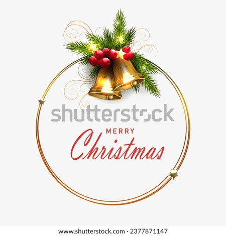 Similar – Image, Stock Photo Christmas composition. Round frame of red and golden Christmas baubles and festive ribbons on dark background, top view