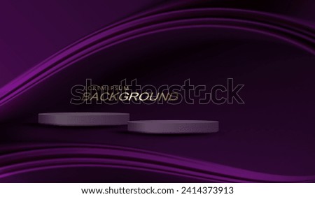 Purple shade illustration, oval arcs, isolated podium.