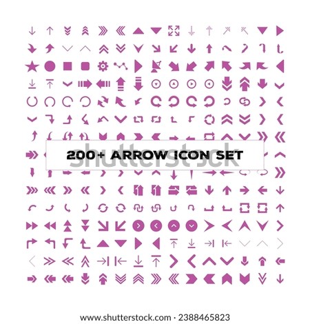 Arrows set. Arrow icon collection. Set different arrows or web design. Arrow flat style isolated on white background - stock vector. Set of arrows collection in pink color on a white background.