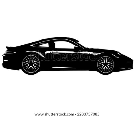 Porsche 911, sketched in black