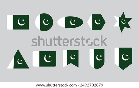 Pakistan Flag Logo Vector with different shapes, Made in Pakistan badge vector. Sticker with stars and national flag. Sign isolated on white background..eps

See large preview
Delete
