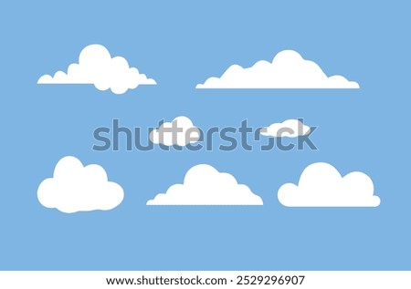 Big vector set of cloud shapes. Simple cute cartoon design.
Modern icon or logo collection Cloud Snow Weather forecasting, 
Snowy weather, blue, winter,