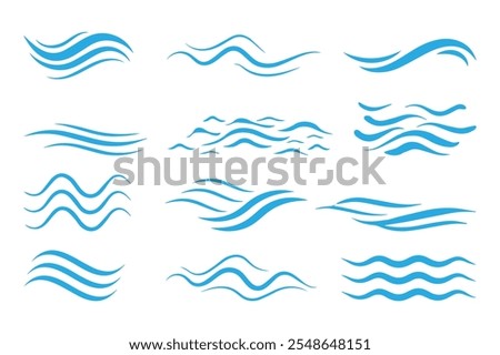 Line water waves icon. Wavy lines water. Vector illustration line icon set with simple doodle wave.