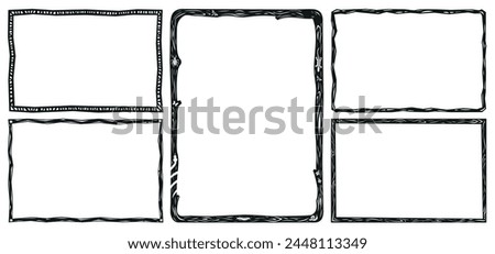 Set of fun frames in the woodcut style of the northeastern cordel. Vector illustration