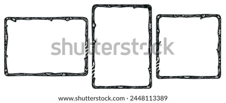 Set of frames in the woodcut style of the northeastern cordel. Horizontal, vertical and square. Vector illustration.