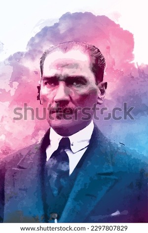 Ataturk Paintbrush Photo Turkey Mustafa Kemal Abstract background with a colourful detailed watercolour texture