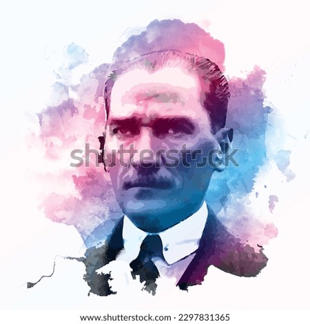 Ataturk Paintbrush Photo Turkey Mustafa Kemal Abstract background with a colourful detailed watercolour texture
