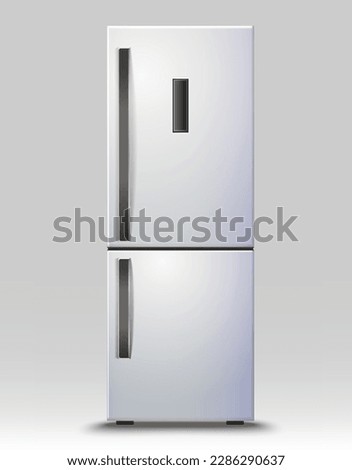 refrigerator two double door front view food 3d equipment concept modern electronic art design vector template isolated background