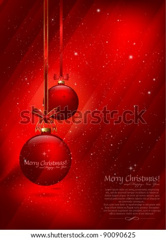 Christmas Background Or Greeting Card With Balls Stock Vector Illustration 90090625 : Shutterstock