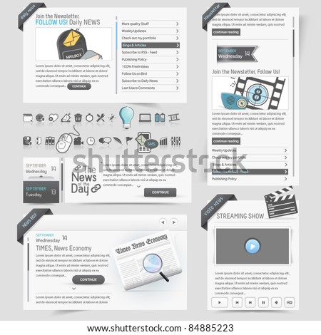 Web site  design template  elements with icons set