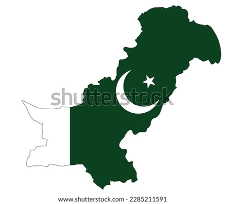 New Pakistan map with flag inside it. Pakistan map including Kashmir region with flag inside. Modern Pakistan Map Vector Concept with flag