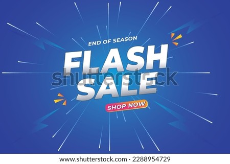 Flash Sale Shopping Poster or banner with Flash icon and text on blue background.  Special Offer Flash Sale campaign or promotion. Flash Sales template design for social media. Vector illustration