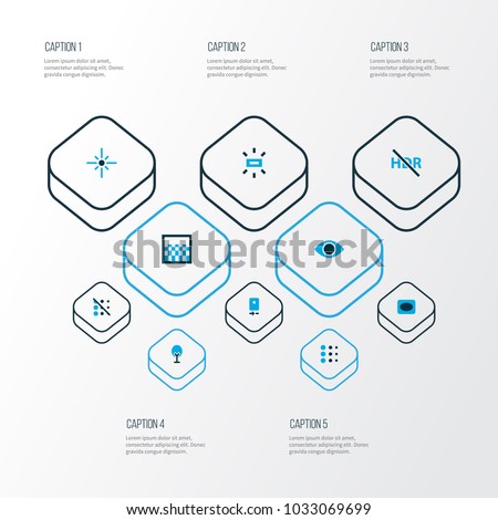 Photo icons colored set with wb sunny, gradient, blur and other chessboard elements. Isolated vector illustration photo icons.