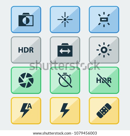Photo icons set with wb sunny, healing, effect and other plaster elements. Isolated vector illustration photo icons.