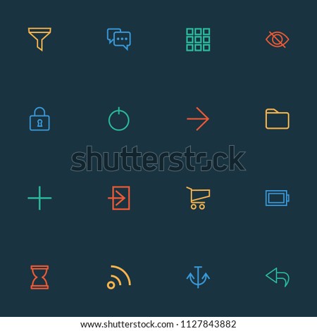 Interface icons line style set with return, charge, ahead and other apps elements. Isolated vector illustration interface icons.