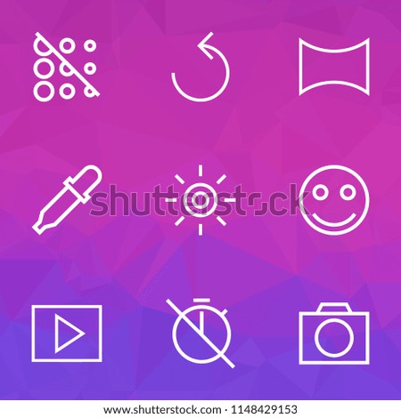 Image icons line style set with pipette, multimedia, rotate left and other effect elements. Isolated vector illustration image icons.