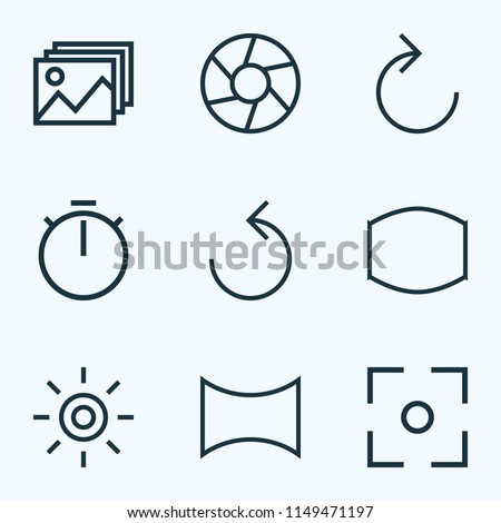 Picture icons line style set with capture, wb iridescent, image and other wide angle elements. Isolated vector illustration picture icons.