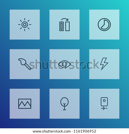 Image icons line style set with wb iridescent, photo, turn and other broken image elements. Isolated vector illustration image icons.