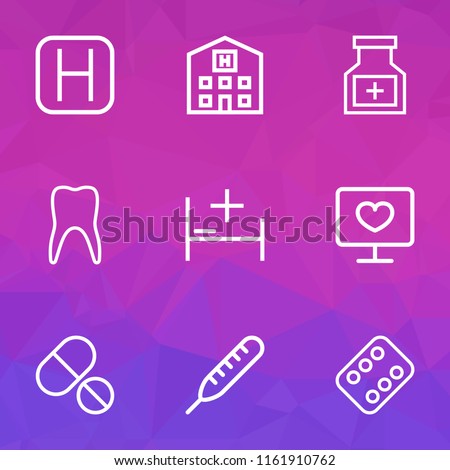 Antibiotic icons line style set with medicines, bed, diagnosis and other temperature   elements. Isolated vector illustration antibiotic icons.