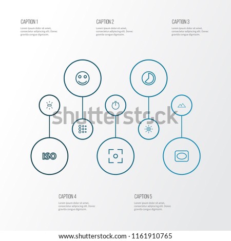 Image icons line style set with chronometer, filtration, light level and other iso elements. Isolated vector illustration image icons.