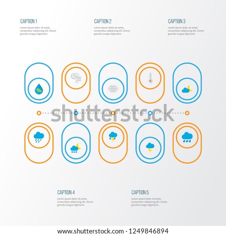 Climate icons flat style set with rainy, hail, lightning and other rain elements. Isolated vector illustration climate icons.